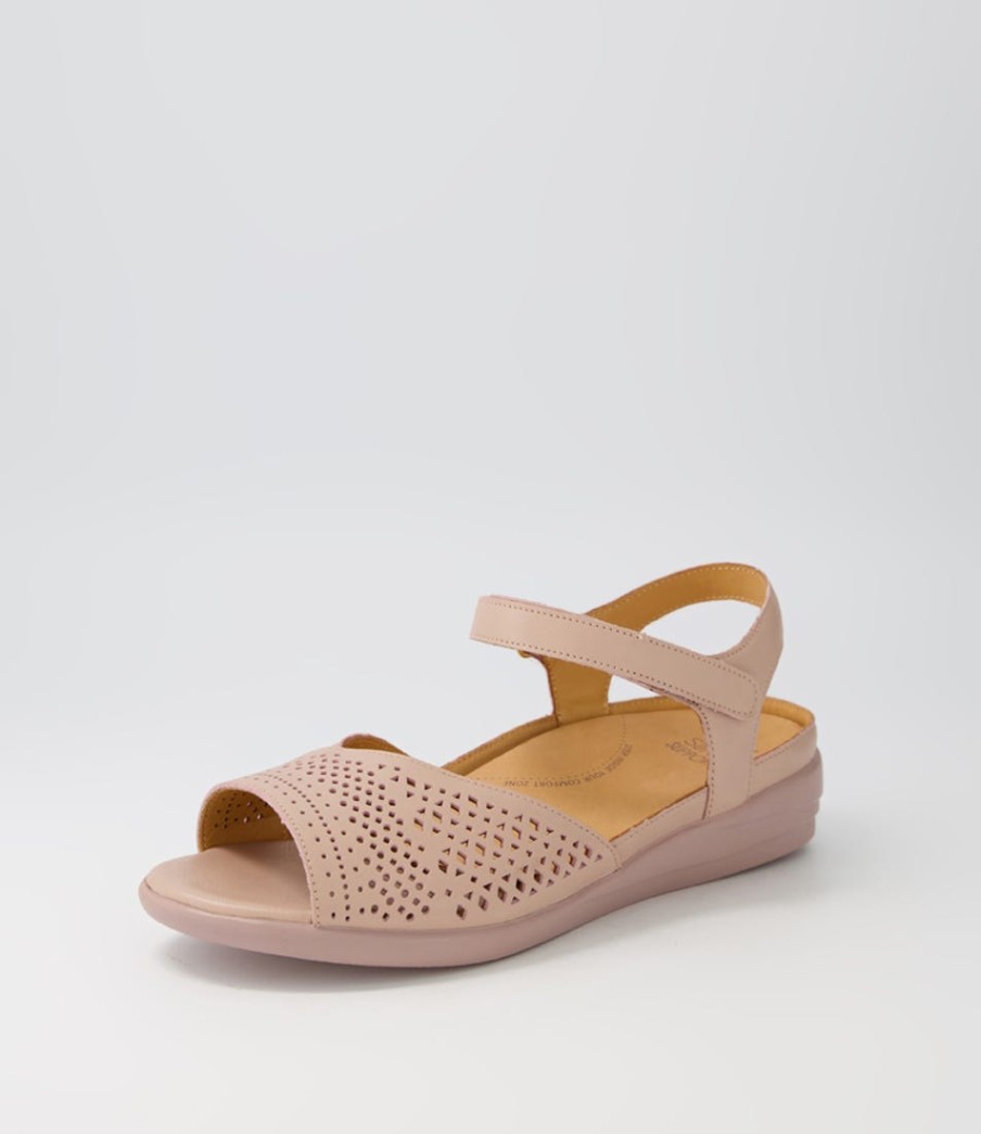 ZIERA Daewon W Blush Leather Sandals | Wedges