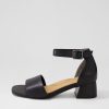 ZIERA Clairest W Black Leather Sandals | Heels