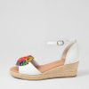 DJANGO & JULIETTE Savea White Bright Suede Leather Sandals | Espadrilles