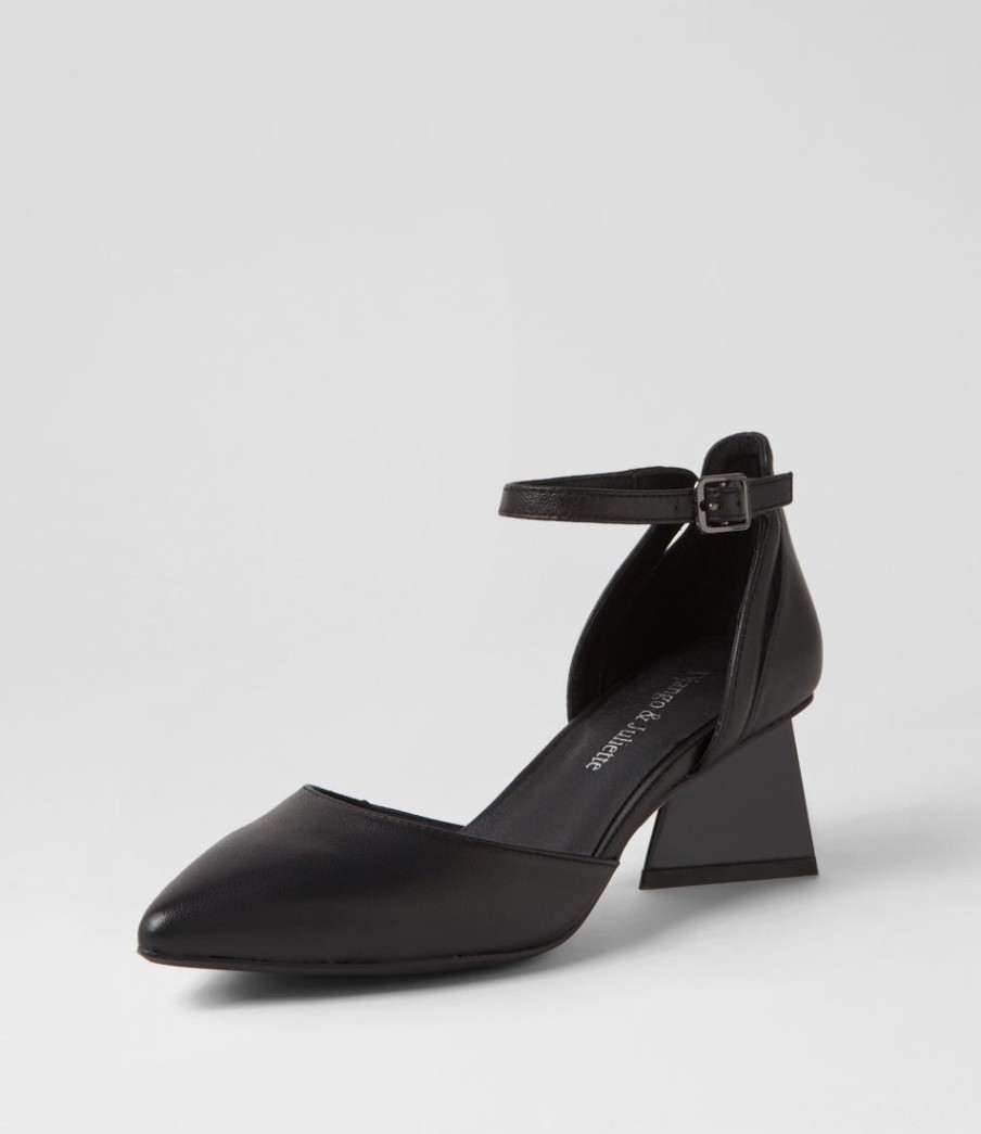 DJANGO & JULIETTE Illie Black Leather Heels | Heels