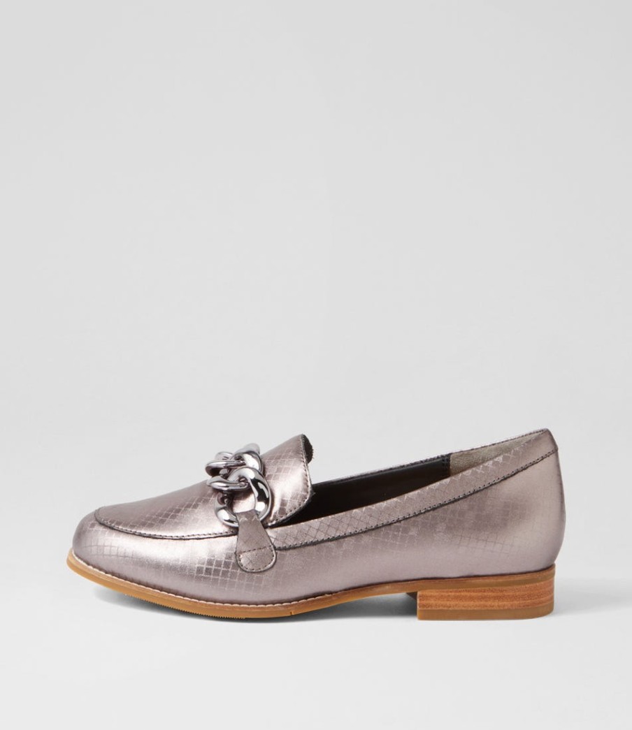 ZIERA Tamest Xf Pewter Squares Leather Loafers | Loafers