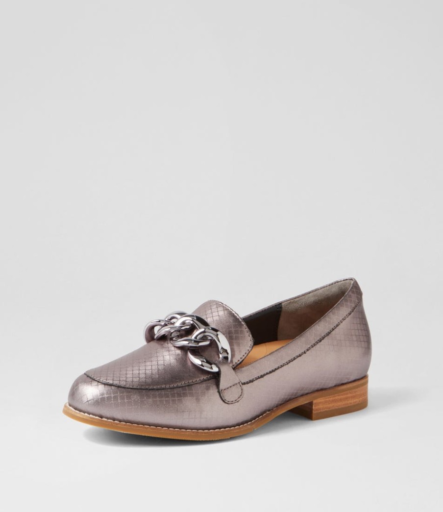 ZIERA Tamest Xf Pewter Squares Leather Loafers | Loafers