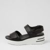 ZIERA Sadias Xw Black White Leather Sandals | Heels