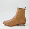 DJANGO & JULIETTE Satima Dark Tan Leather Elastic Ankle Boots | Boots