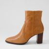 DJANGO & JULIETTE Anahi Cognac Leather Ankle Boots | Boots