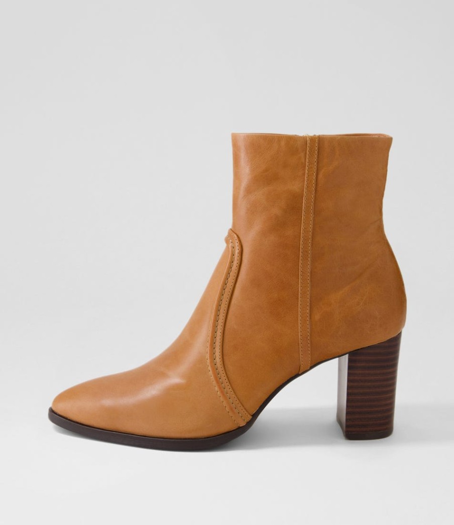 DJANGO & JULIETTE Anahi Cognac Leather Ankle Boots | Boots