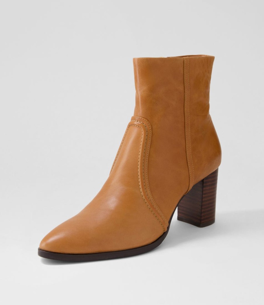 DJANGO & JULIETTE Anahi Cognac Leather Ankle Boots | Boots