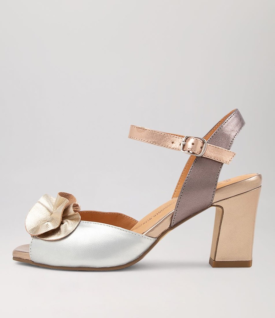 ZIERA Antonia W Metallic Multi Leather Sandals | Heels