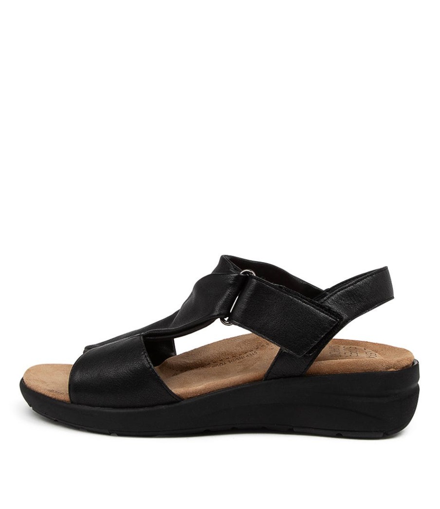 ZIERA Nazly Xw Black-Black Leat | Wedges