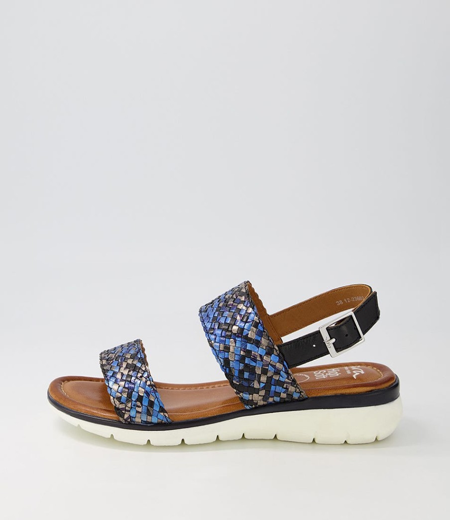 ARA Kreta 02 Navy Multi Leather Sandals | Comfort