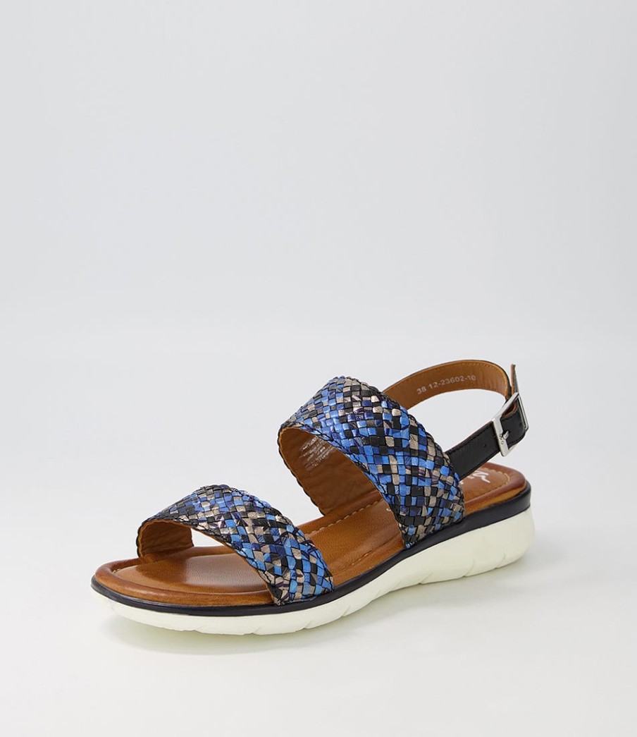 ARA Kreta 02 Navy Multi Leather Sandals | Comfort