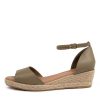 DJANGO & JULIETTE Skip Lrg Khaki Leather | Espadrilles