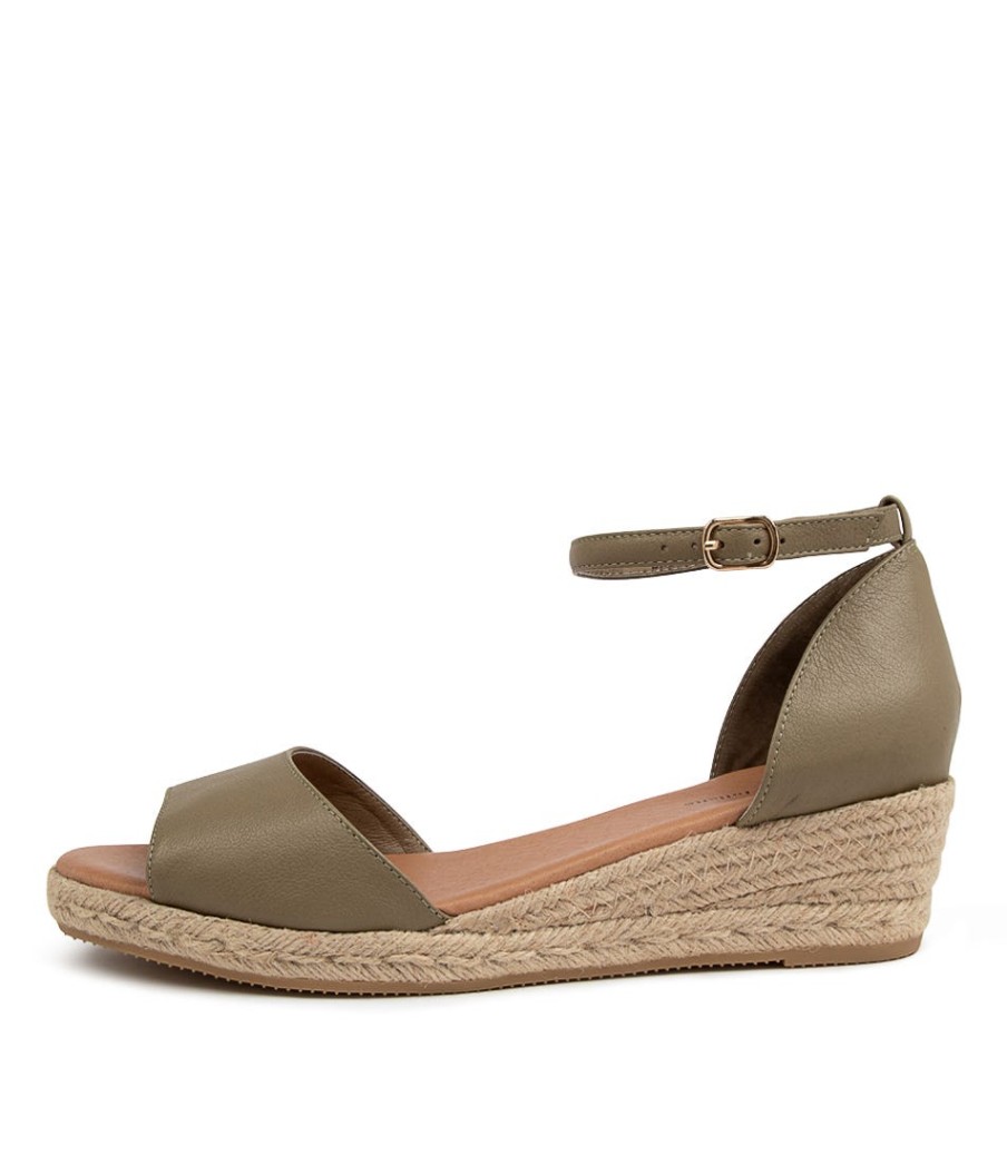 DJANGO & JULIETTE Skip Lrg Khaki Leather | Espadrilles