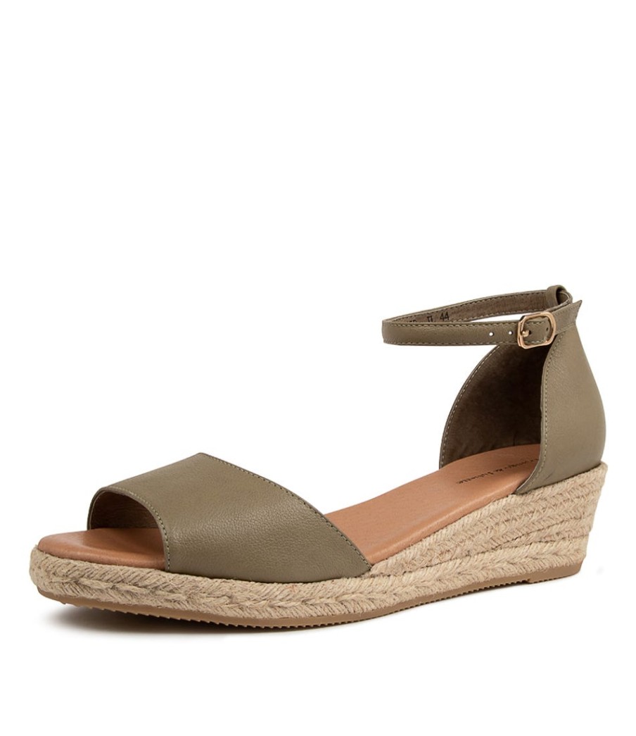 DJANGO & JULIETTE Skip Lrg Khaki Leather | Espadrilles