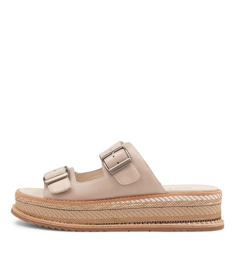 DJANGO & JULIETTE Vishu Oyster Leather Sandals | Espadrilles