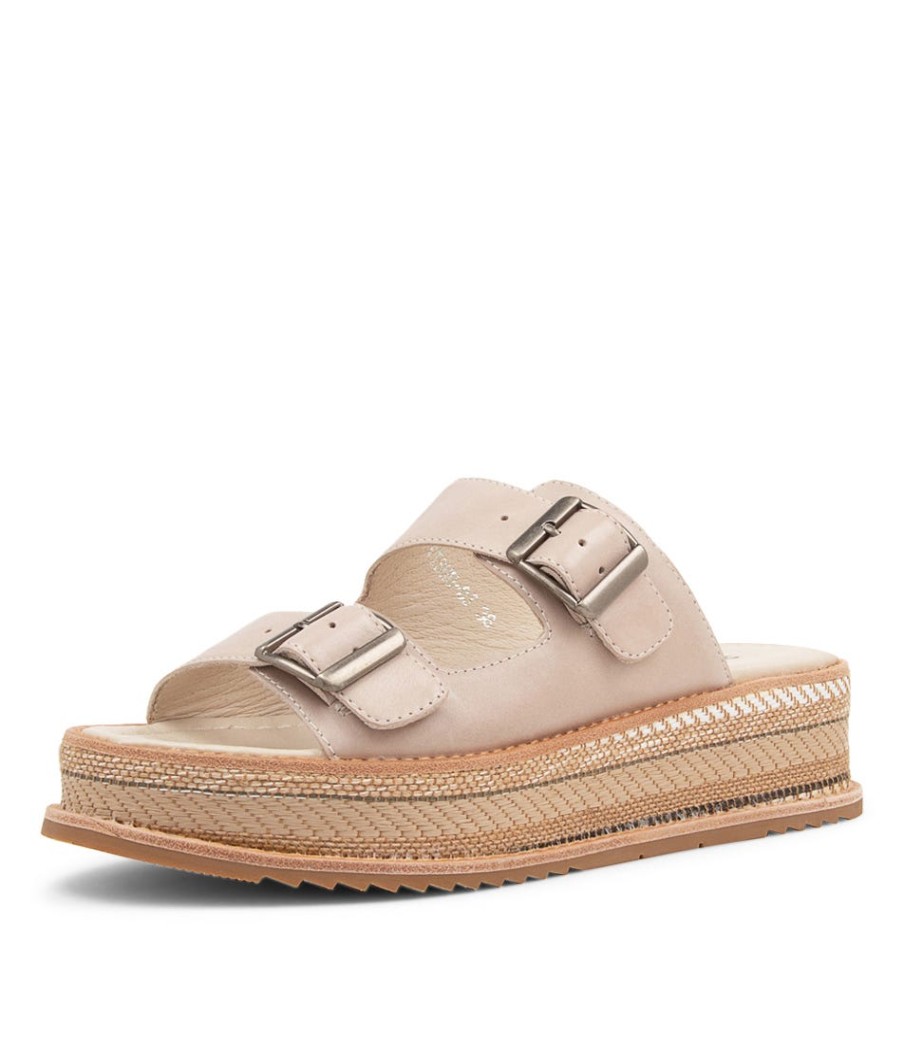 DJANGO & JULIETTE Vishu Oyster Leather Sandals | Espadrilles