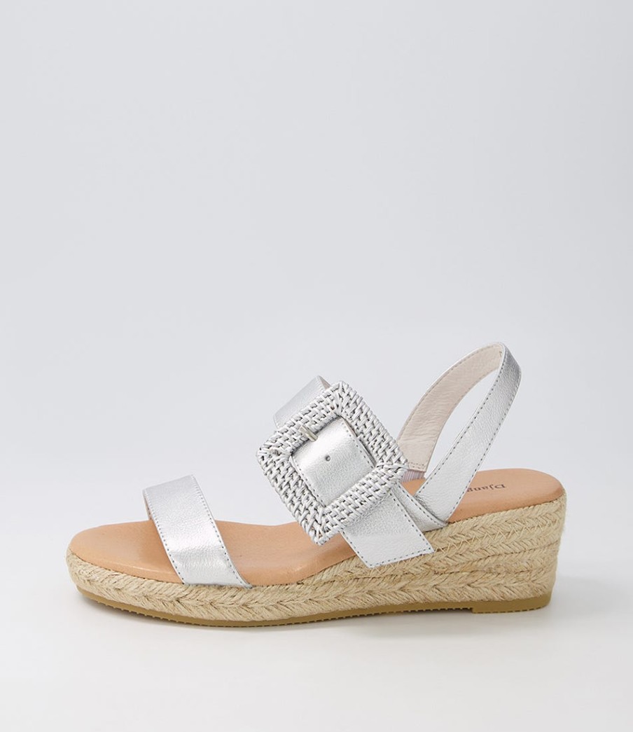 DJANGO & JULIETTE Samiya Silver Leather Buckle Espadrilles | Espadrilles