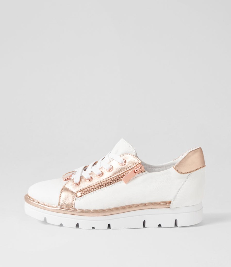 TOP END Elos White Pale Rose Gold Leather Sneakers | Sneakers