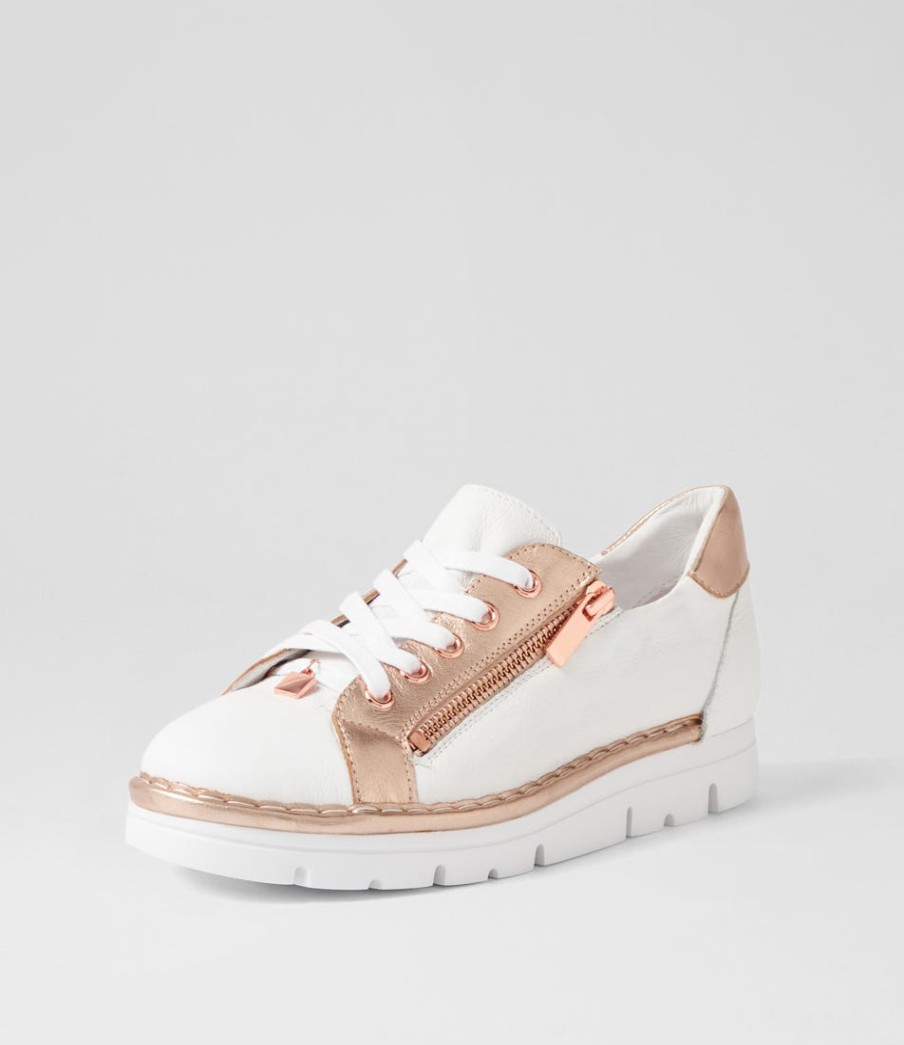 TOP END Elos White Pale Rose Gold Leather Sneakers | Sneakers