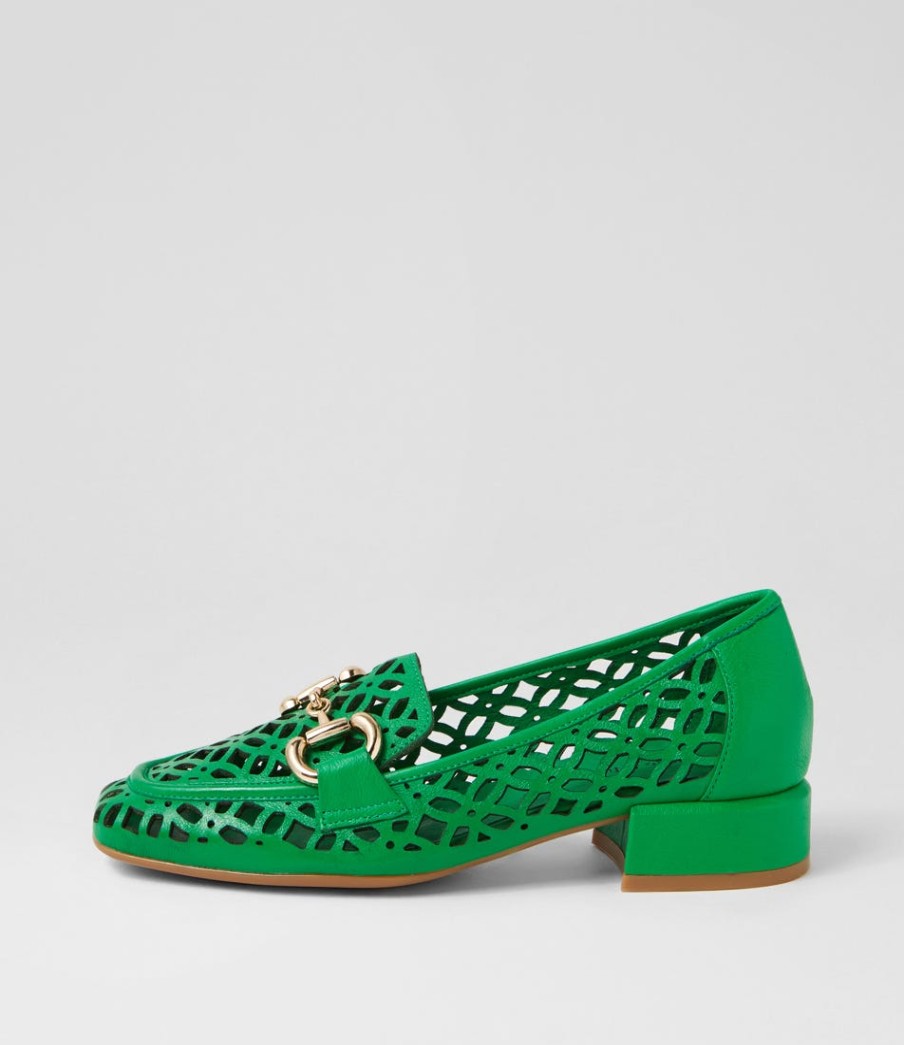 DJANGO & JULIETTE Vilis Bright Emerald Leather Heels | Loafers