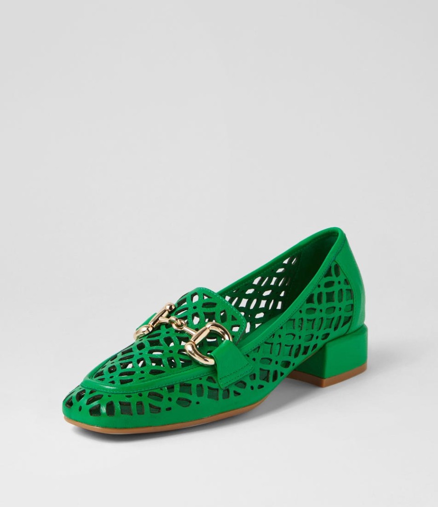 DJANGO & JULIETTE Vilis Bright Emerald Leather Heels | Loafers