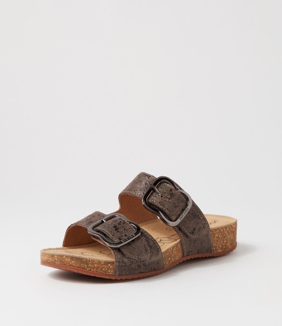 JOSEF SEIBEL Tonga 64 Taupe Multi Leather Slides | Comfort