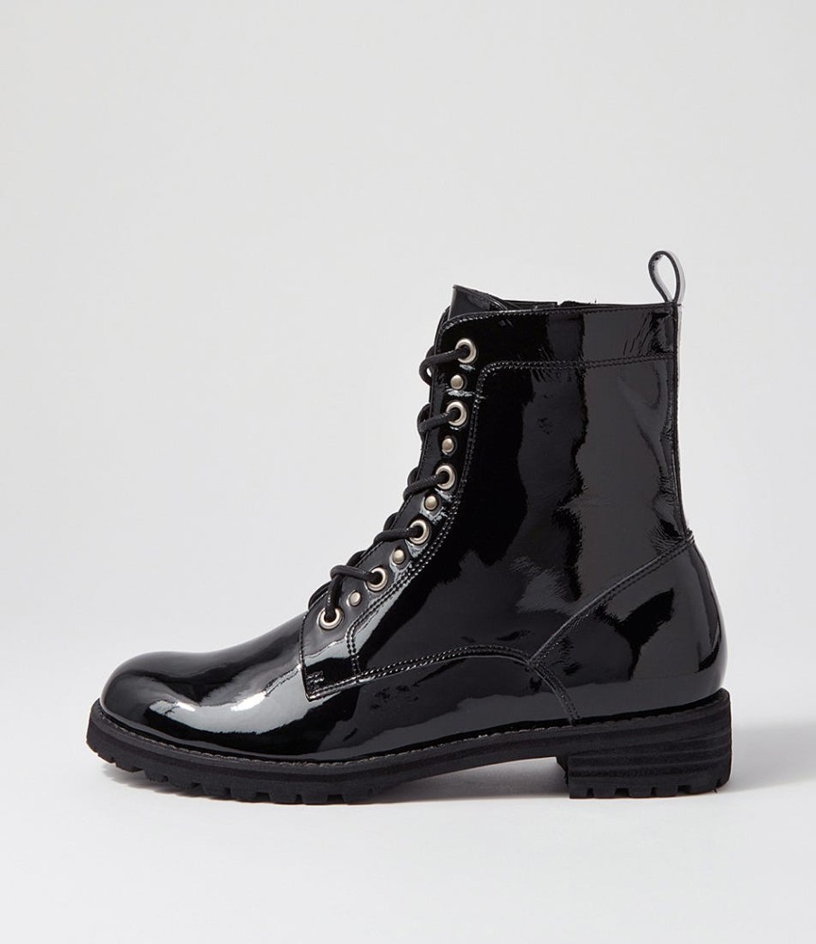 ZIERA Mangoes W Black Patent Leather Ankle Boots | Boots