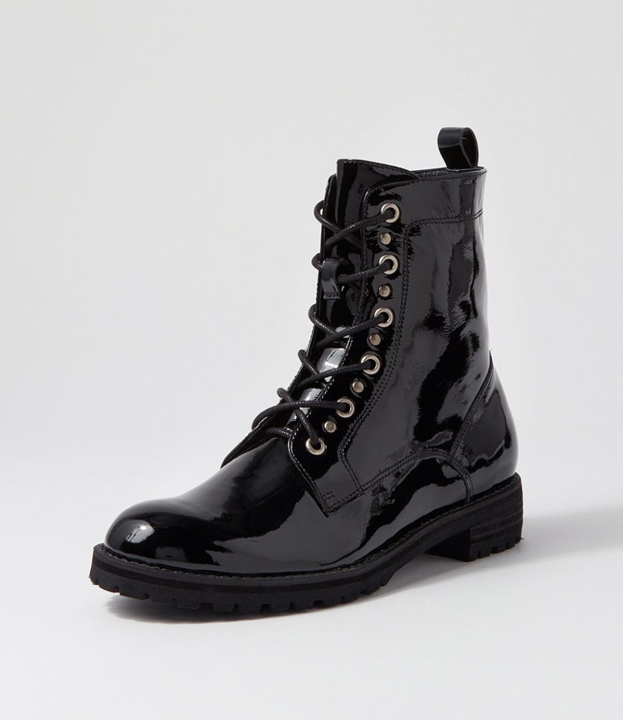 ZIERA Mangoes W Black Patent Leather Ankle Boots | Boots