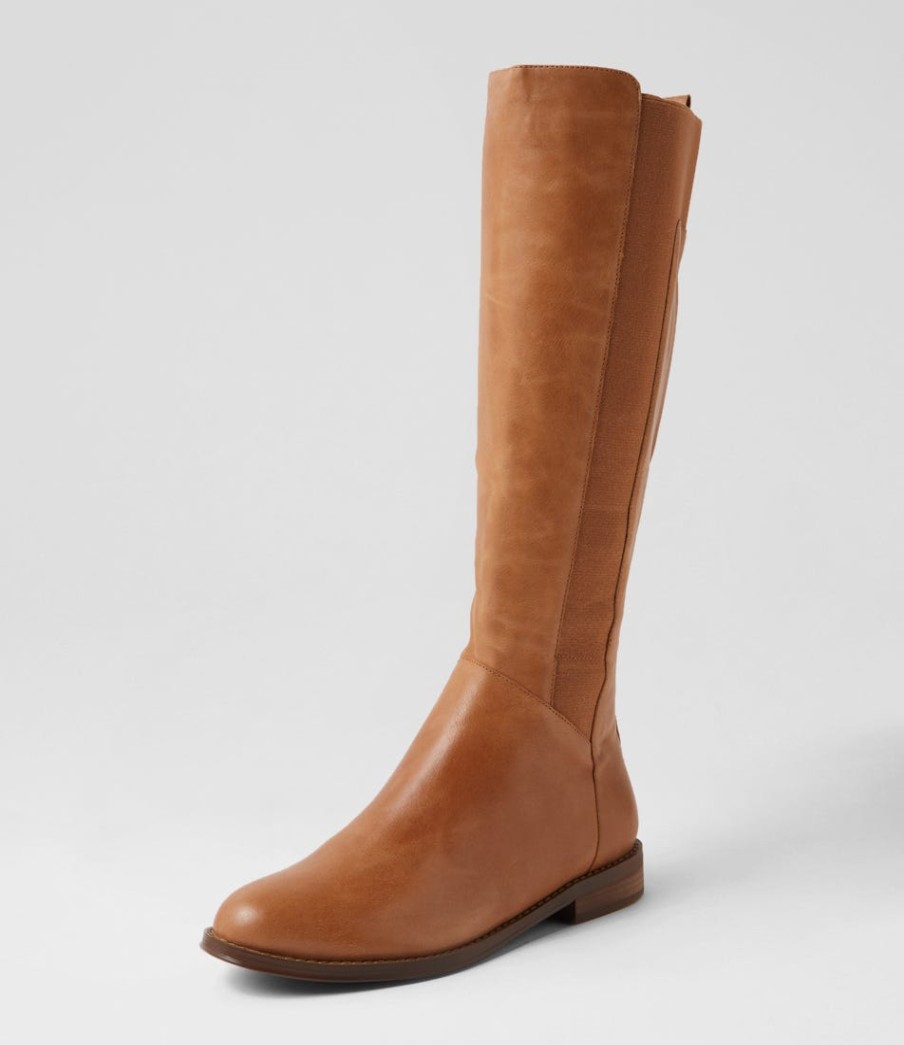 DJANGO & JULIETTE Youss Dark Tan Leather Knee High Boots | Boots