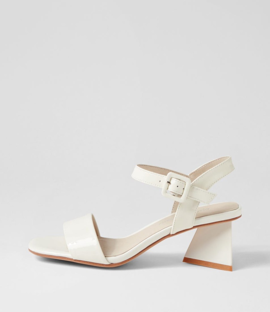 DJANGO & JULIETTE Incha Ivory Patent Leather Sandals | Heels