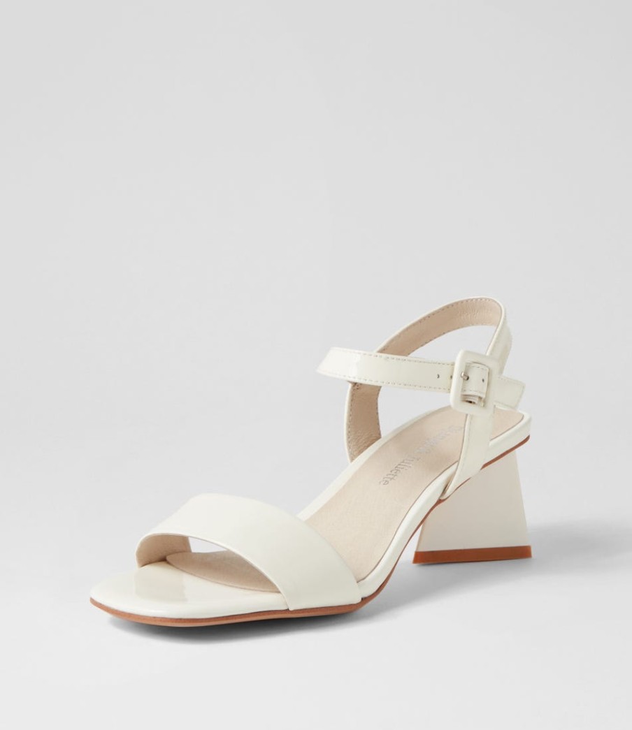 DJANGO & JULIETTE Incha Ivory Patent Leather Sandals | Heels