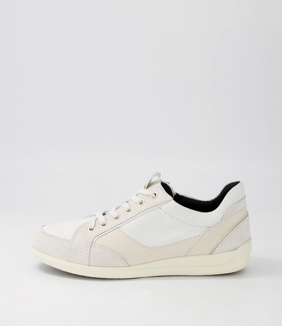 GEOX D Myria B Off White Leather Suede Sneakers | Comfort