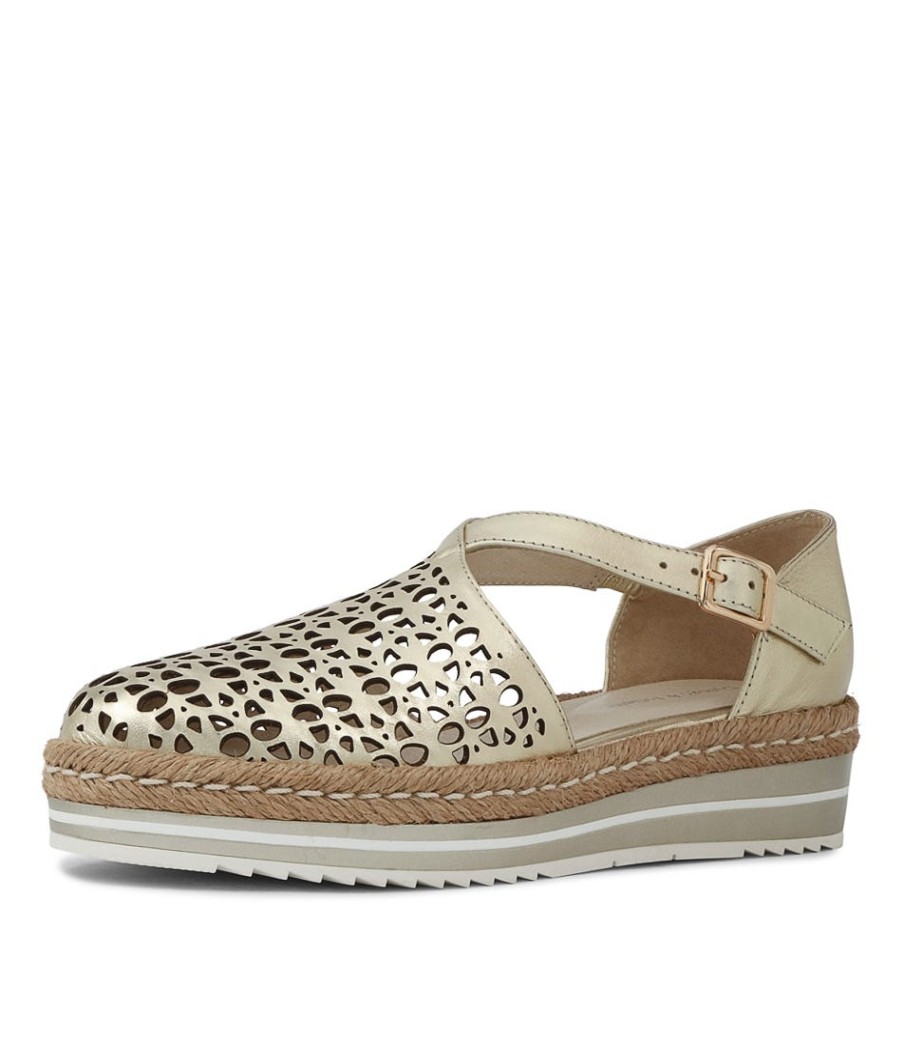 DJANGO & JULIETTE Erika Pale Gold Leather Espadrilles | Espadrilles