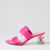 DJANGO & JULIETTE Sistel Hot Pink New Bubble Patent Vinylite Mules | Heels