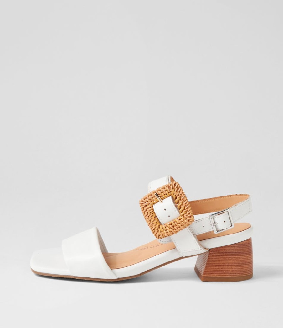 ZIERA Cabalas W White Leather Sandals | Heels