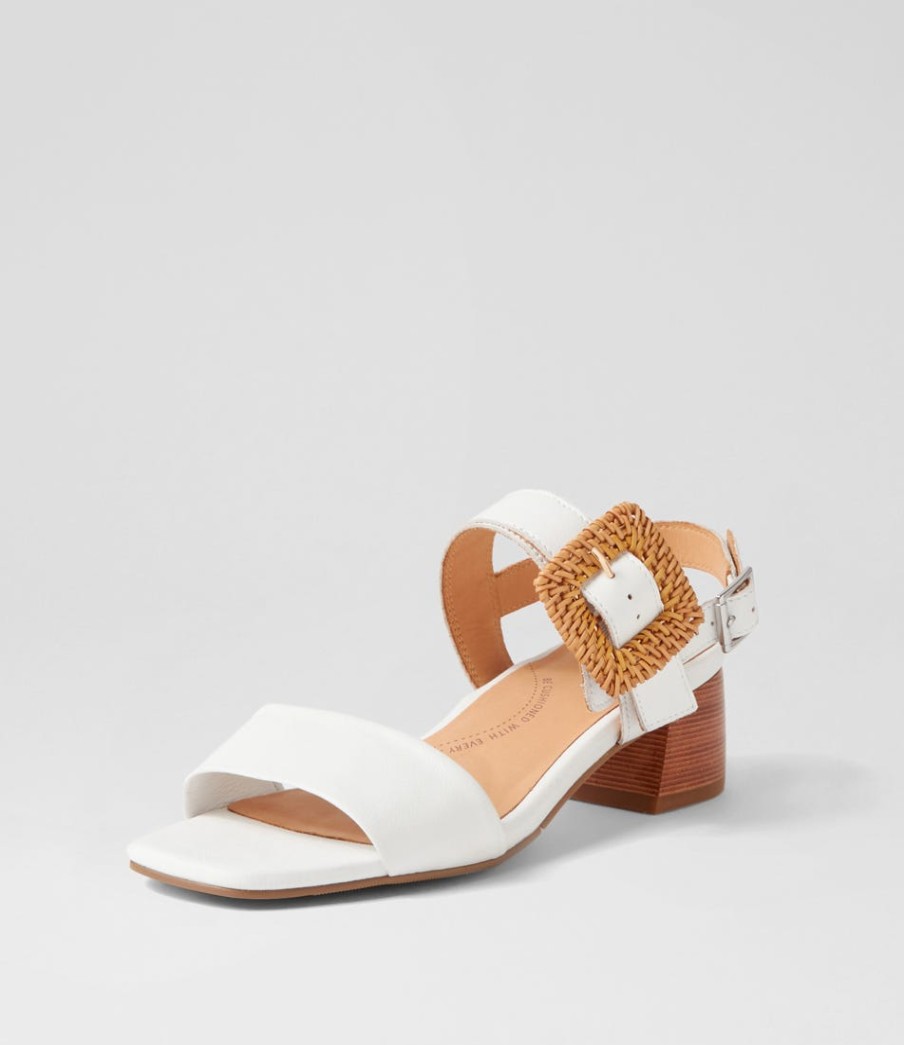 ZIERA Cabalas W White Leather Sandals | Heels