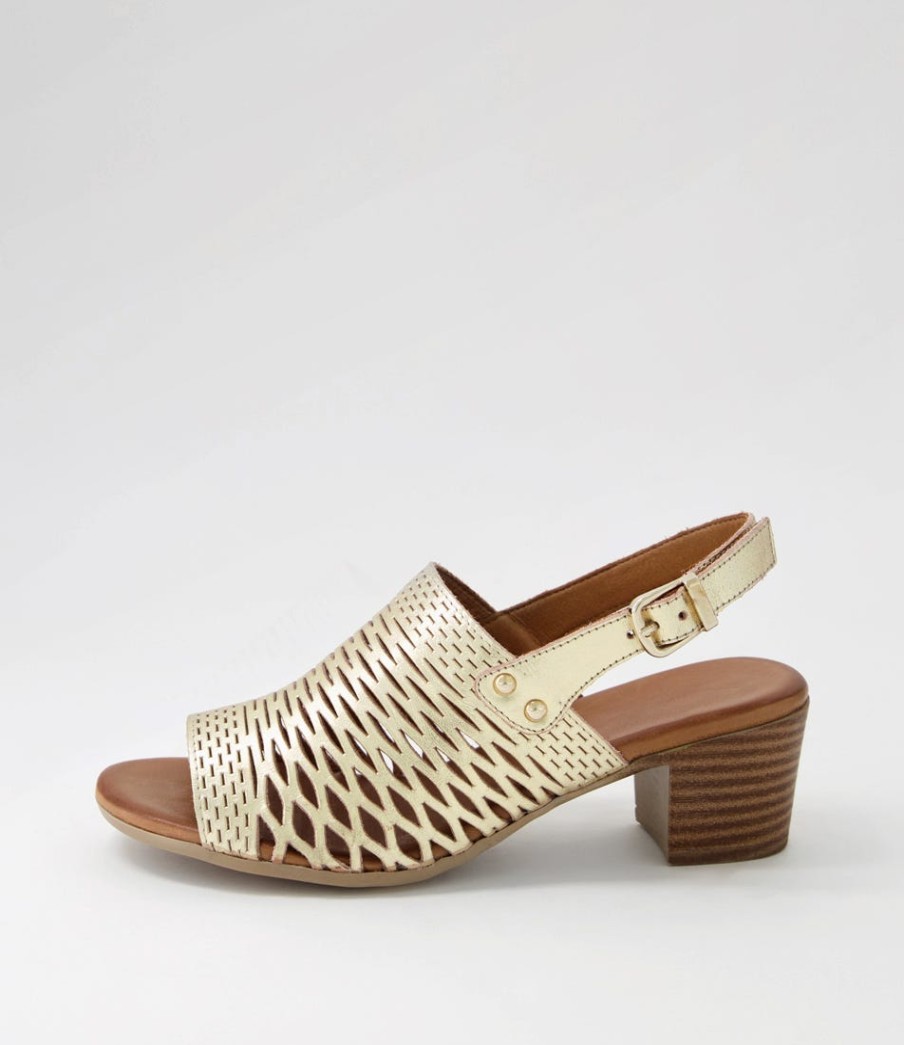 DIANA FERRARI Ennessa Pale Gold Leather Sandals | Heels