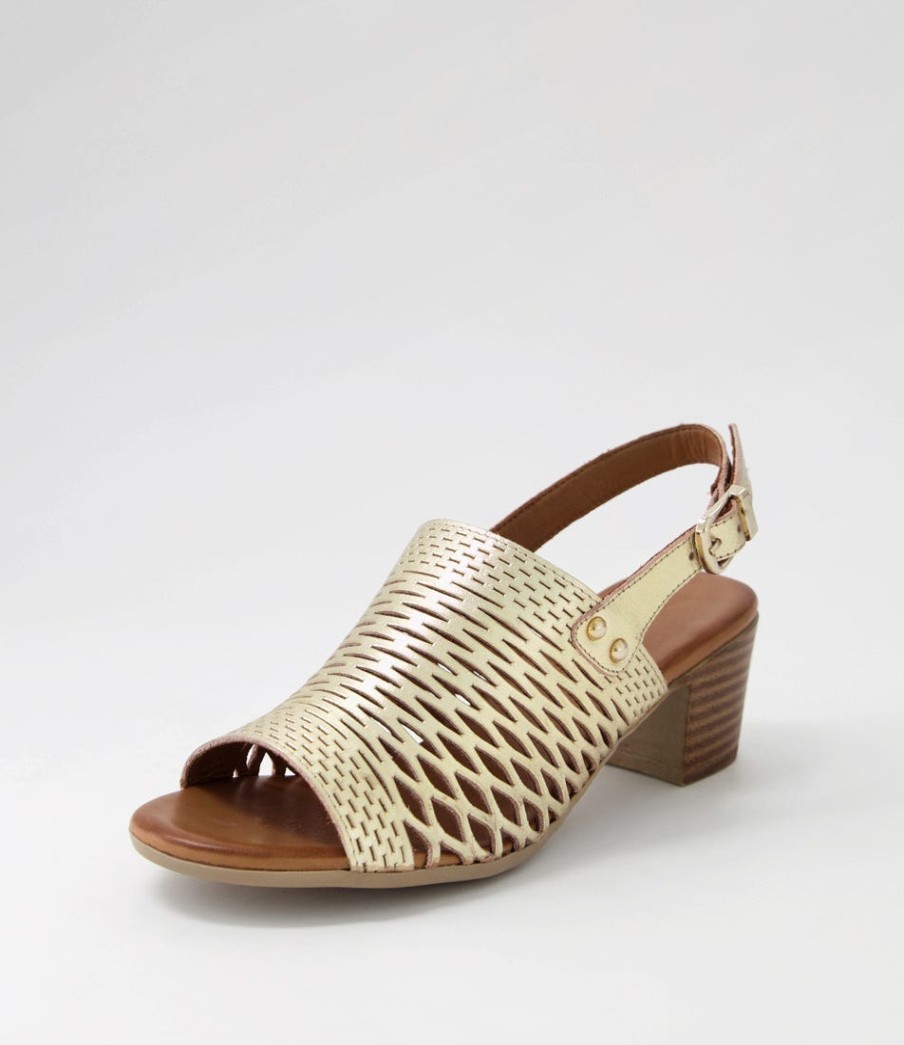 DIANA FERRARI Ennessa Pale Gold Leather Sandals | Heels