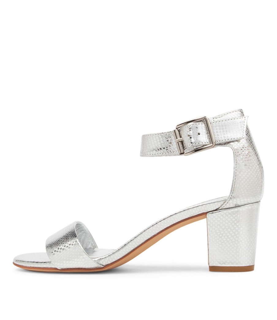 DJANGO & JULIETTE Cassier Silver Lizard Sandals | Heels