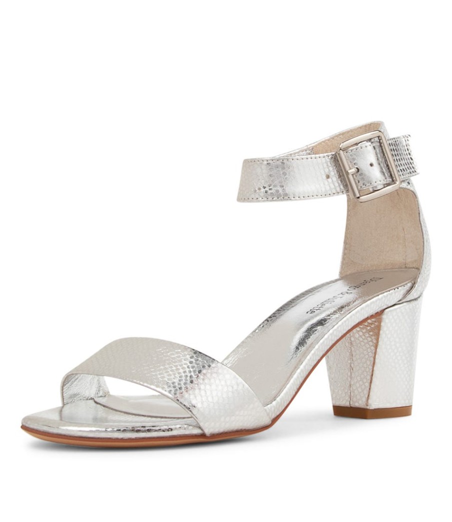 DJANGO & JULIETTE Cassier Silver Lizard Sandals | Heels