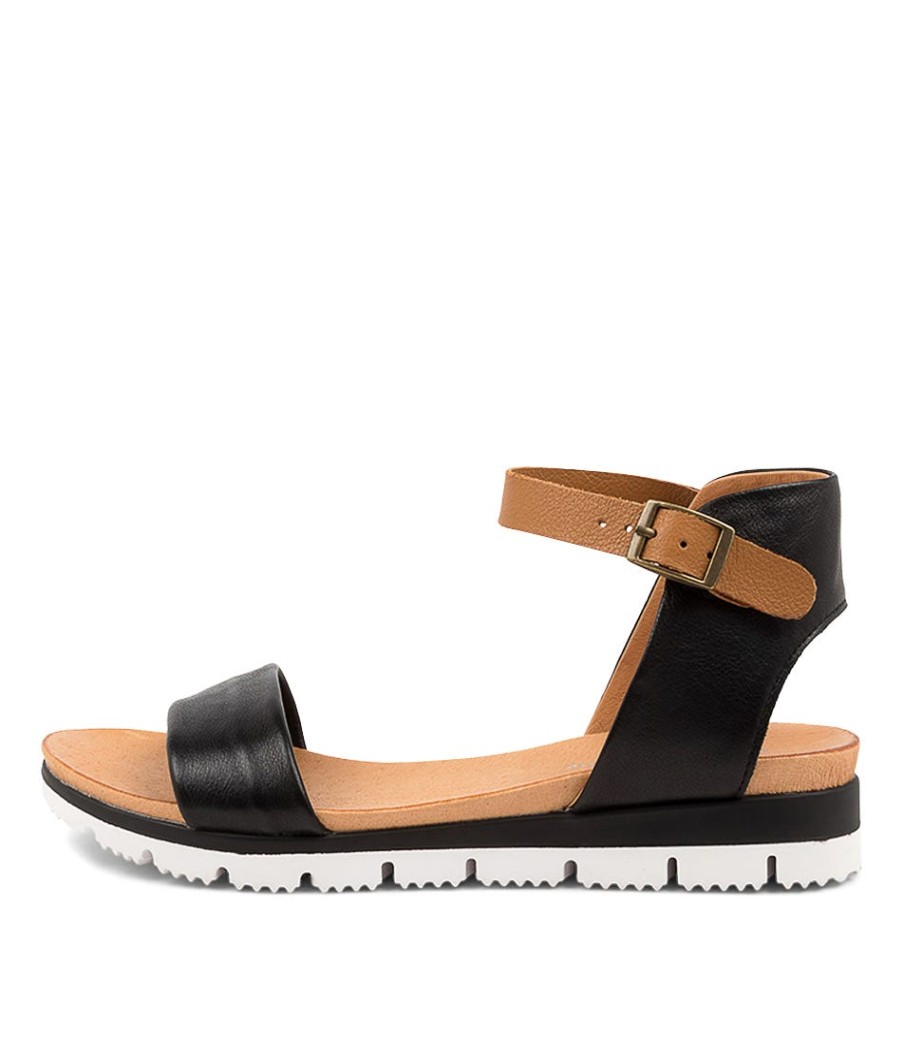 DJANGO & JULIETTE Londona Black-Dk Tan Leat | Wedges