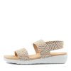 ZIERA Usaid W Natural White Woven Elastic Sandals | Wedges