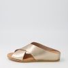 DJANGO & JULIETTE Harli Champagne Leather Slides | Wedges