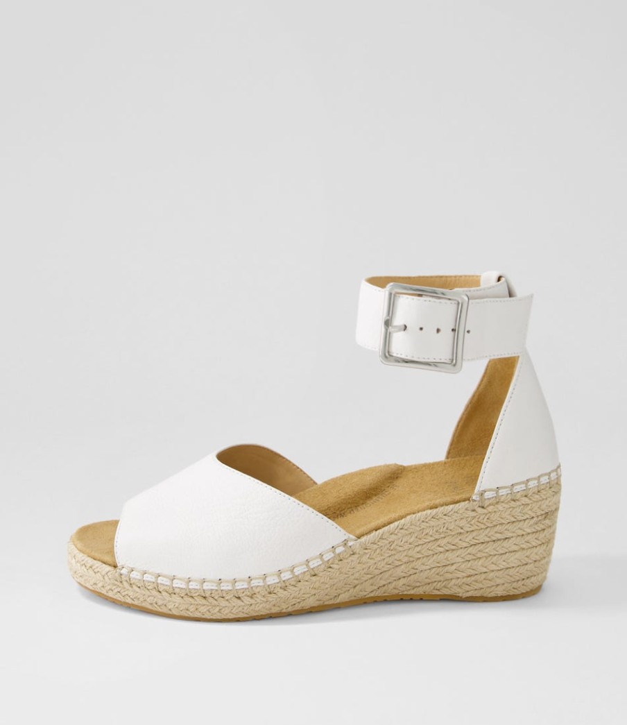 ZIERA Koen Xw White Leather Sandals | Espadrilles