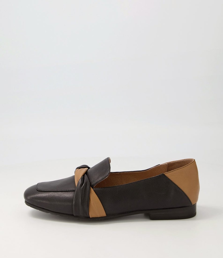 TOP END Majorca Black Dark Tan Leather Loafers | Loafers