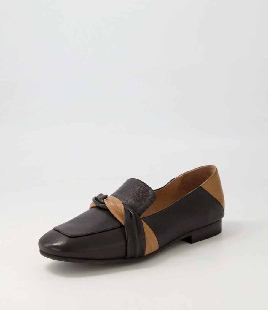 TOP END Majorca Black Dark Tan Leather Loafers | Loafers