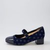 ZIERA Kowder W Navy Spot Patent Suede Heels | Heels