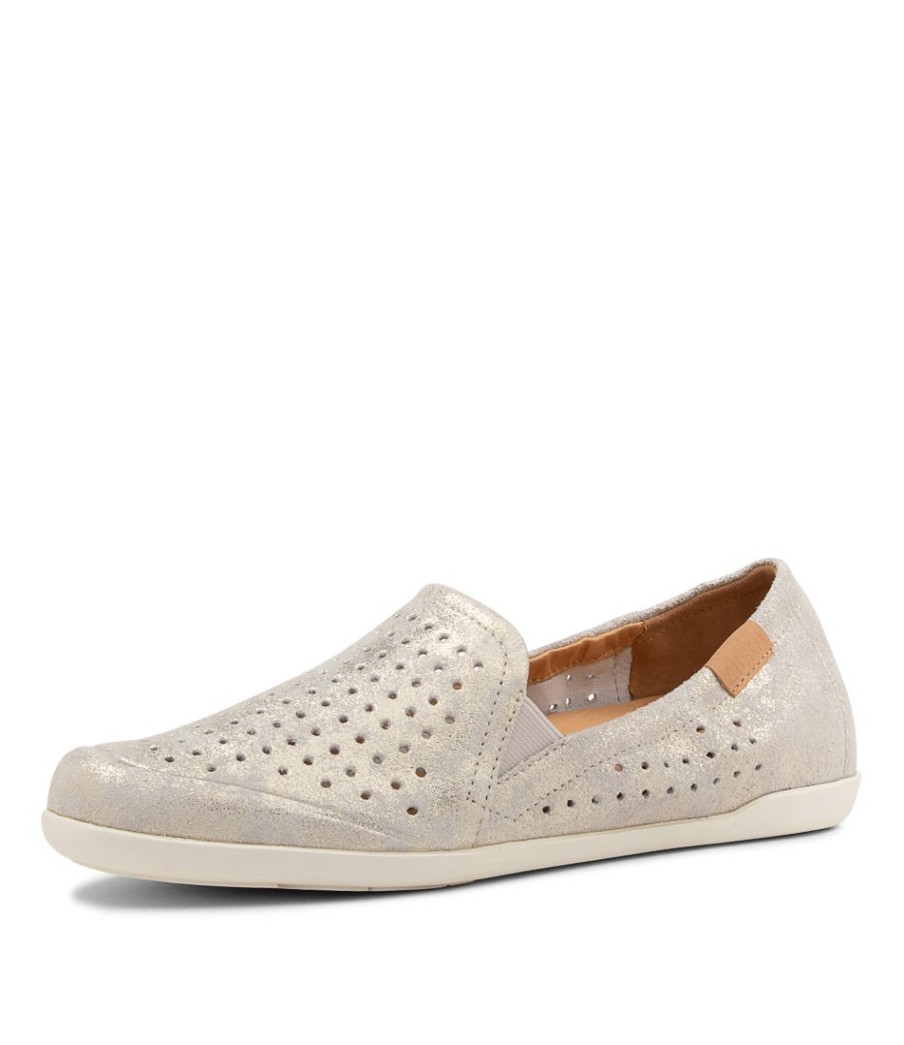 ZIERA Liana W Pale Gold Sherbet Leather Loafers | Comfort