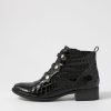 DJANGO & JULIETTE Clemens Black Patent Croc Ankle Boots | Boots