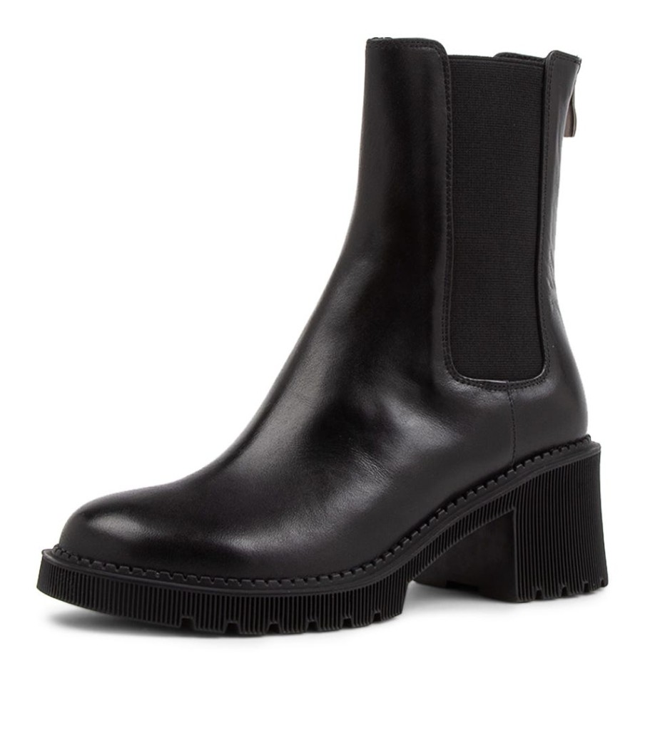 DJANGO & JULIETTE Zozo Black Leather Chelsea Boots | Boots